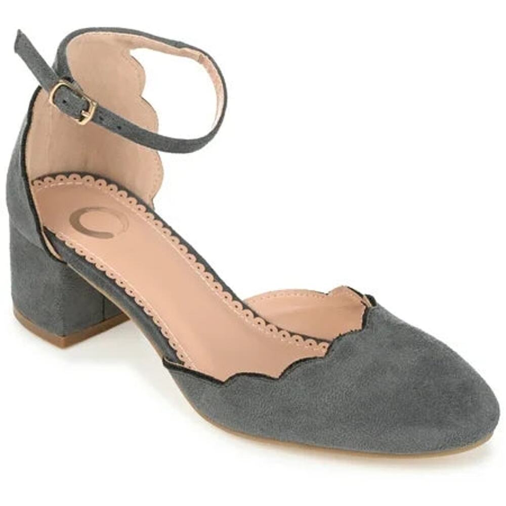 Women's Journee Collection Edna Scalloped Edge Pumps - Grey - 8 - NIB